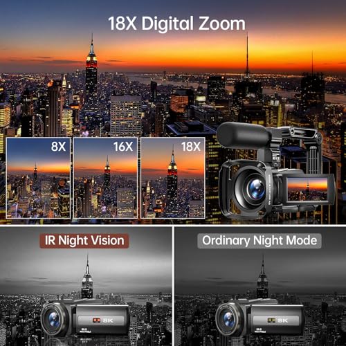 8K Video Camera Camcorder 88MP UHD WiFi 18X Digital Zoom IR Night Vision 3.0'' Touch Screen L19457