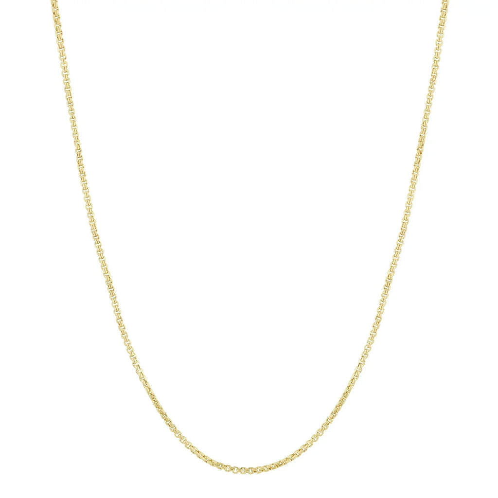 14K Yellow Gold 1MM Hollow Round Box Chain Necklace G10627