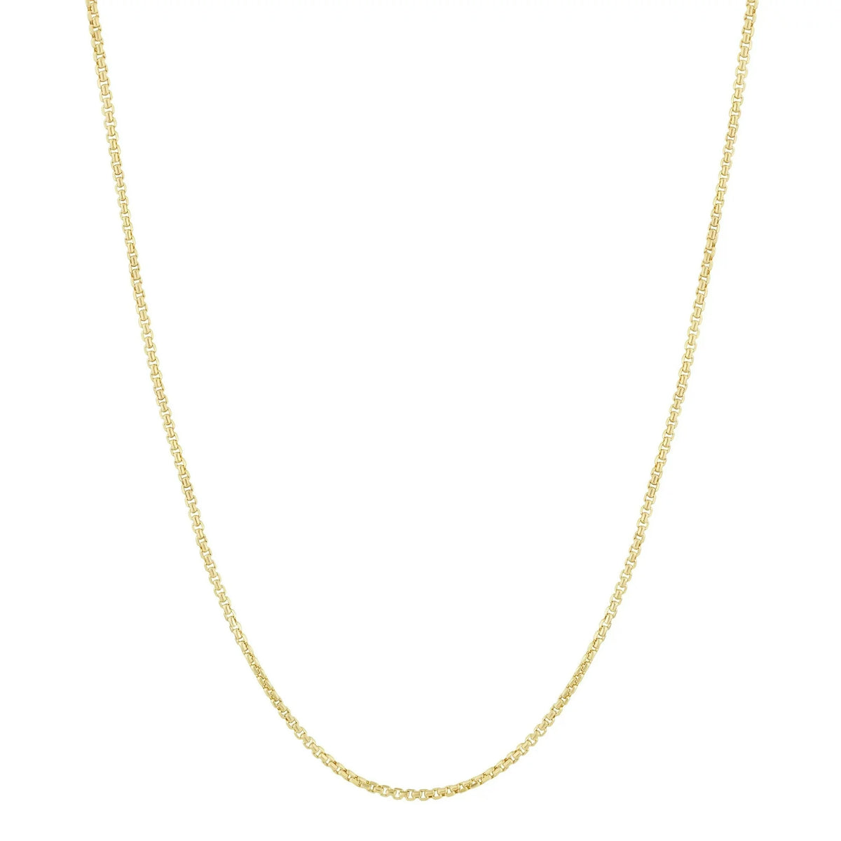 14K Yellow Gold 1MM Hollow Round Box Chain Necklace G10627