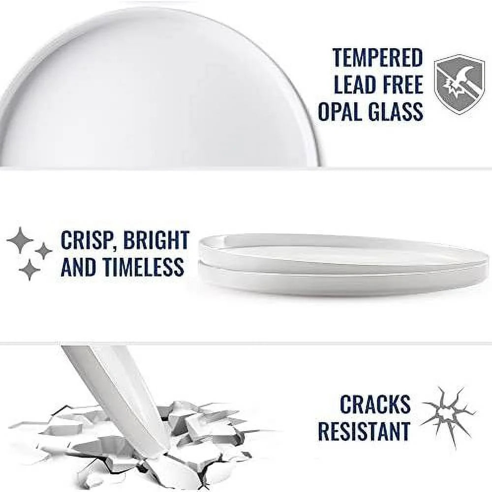 Set Of 6 Tempered Opal Glass Dinner Plates K98733