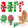 6 Pcs Catnip Cat Toys Peppermint Candy Cane Cat Chew Toy Soft Interactive Kitten Teething Toys Cat Pillow E54823