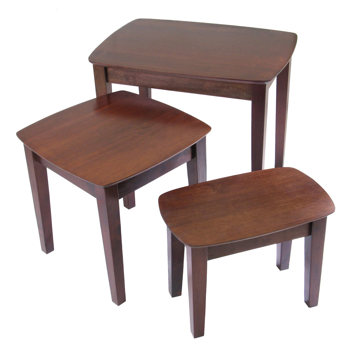 Antique Walnut Solid Wood Nesting Table Set of 3 G47692