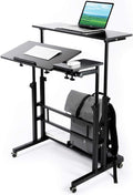 Black Portable Standing Desk with Wheels Q329505