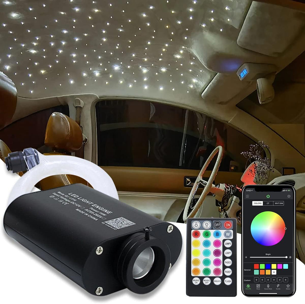 16W Fiber Optic Lights Starlight Headliner Light Kit with Remote Control, 150pcs 6.5ft Optical Fiber Cable Strands S8508