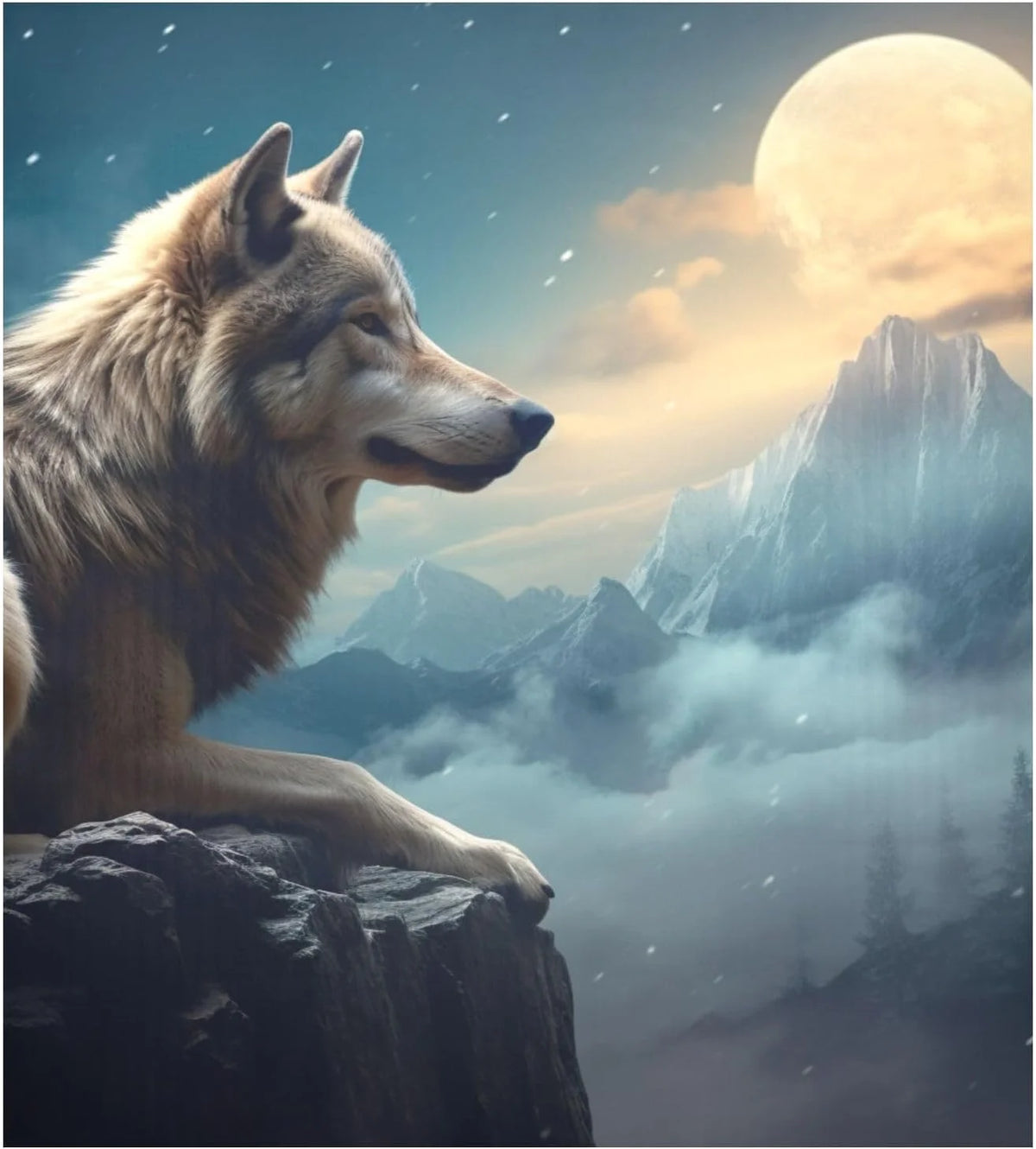 Magnetic Dishwasher Stickers Night Wolf Pattern 23in W x 26in H H117738