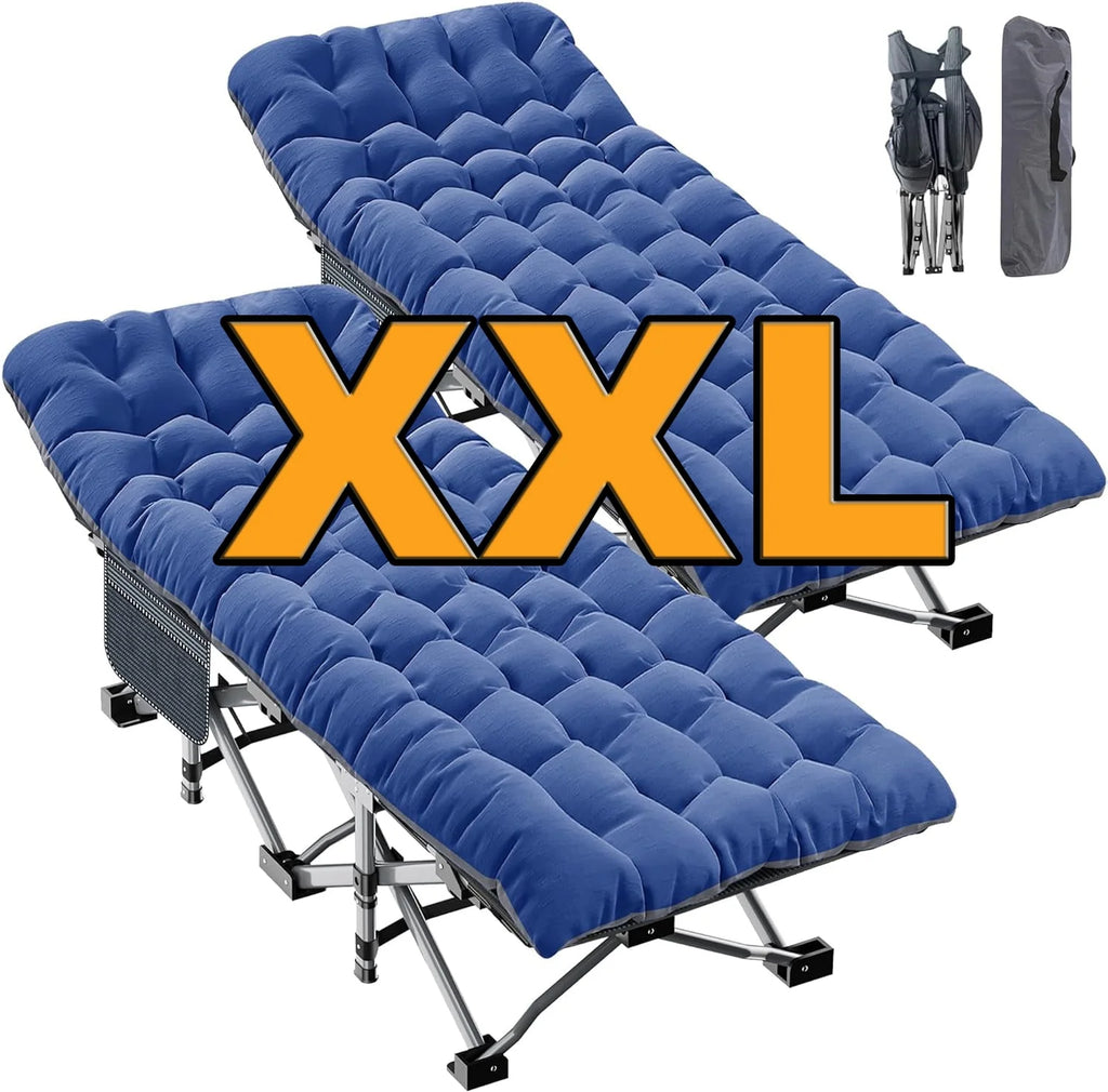 Oversized XXL Folding Camping Cot with 2 Sided Mattress & Carry Bag U1846
