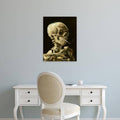 Skull with Burning Cigarette Canvas Art - 32 x 24 - Black Frame E4212
