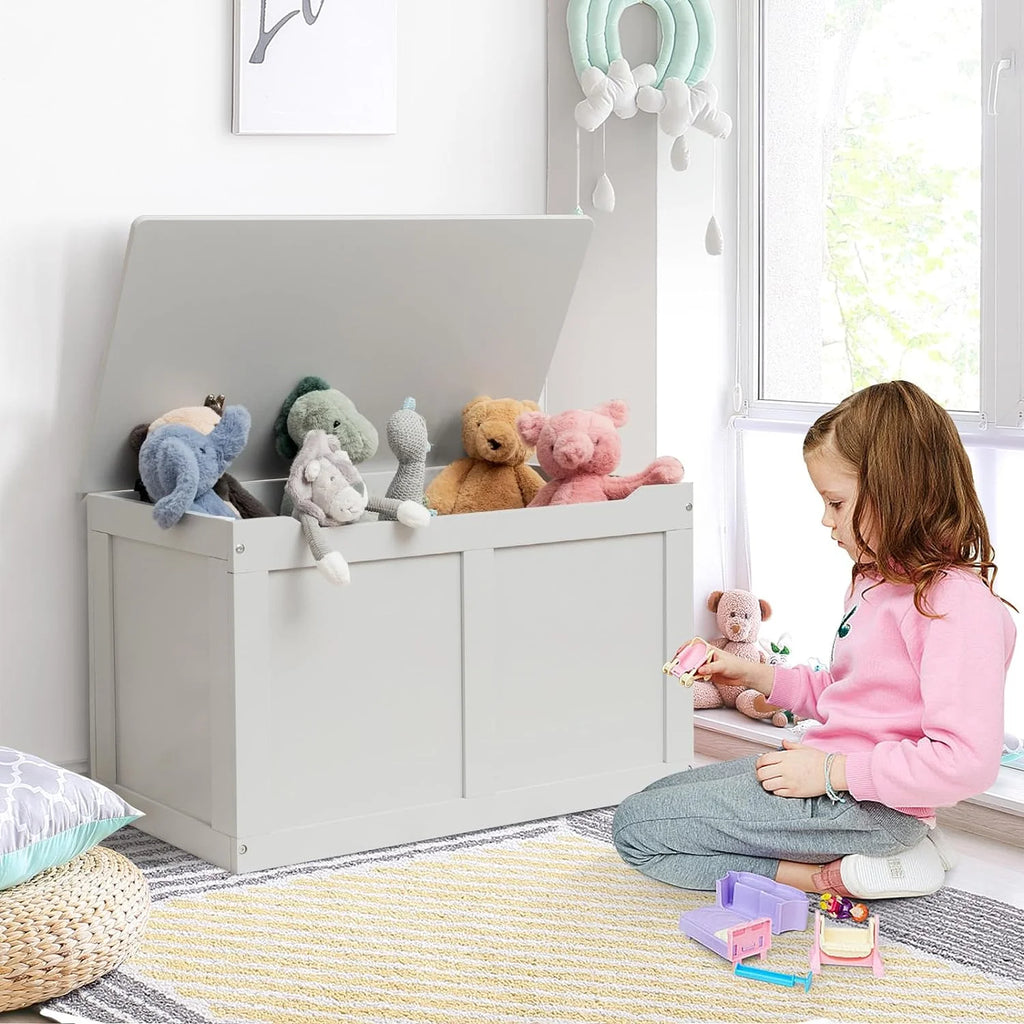 Wooden Toy Box Storage Truck Bench with Flip-Top Lid H4028