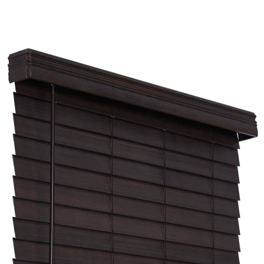 Cordless Walnut Faux Wood Room Darkening Horizontal Blinds B4156