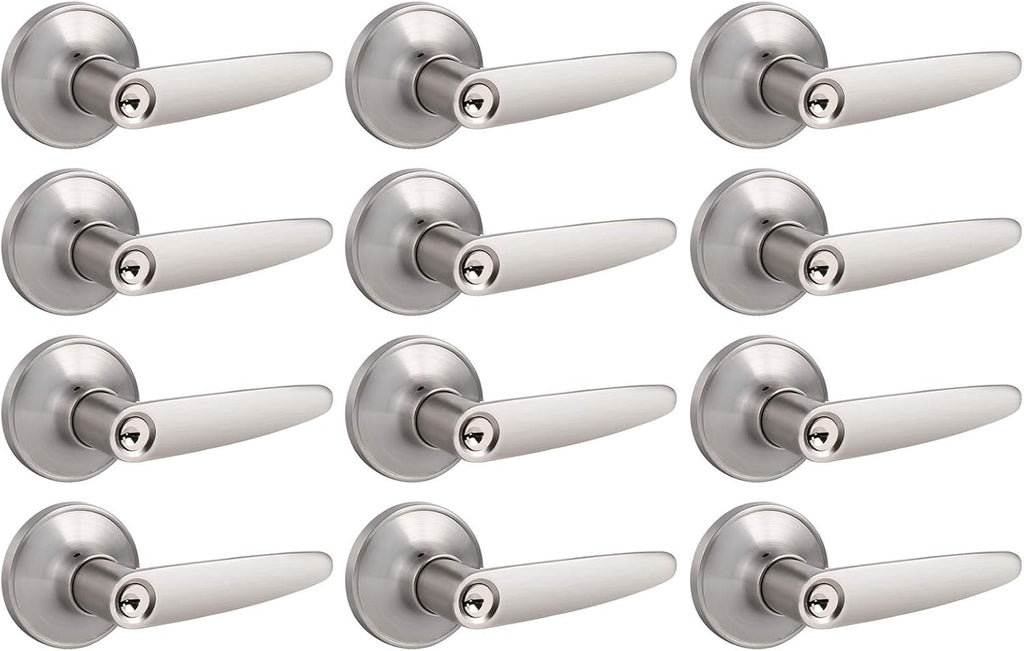 4 Pack Satin Nickel Exterior Door Lockset with Same Keys F729716