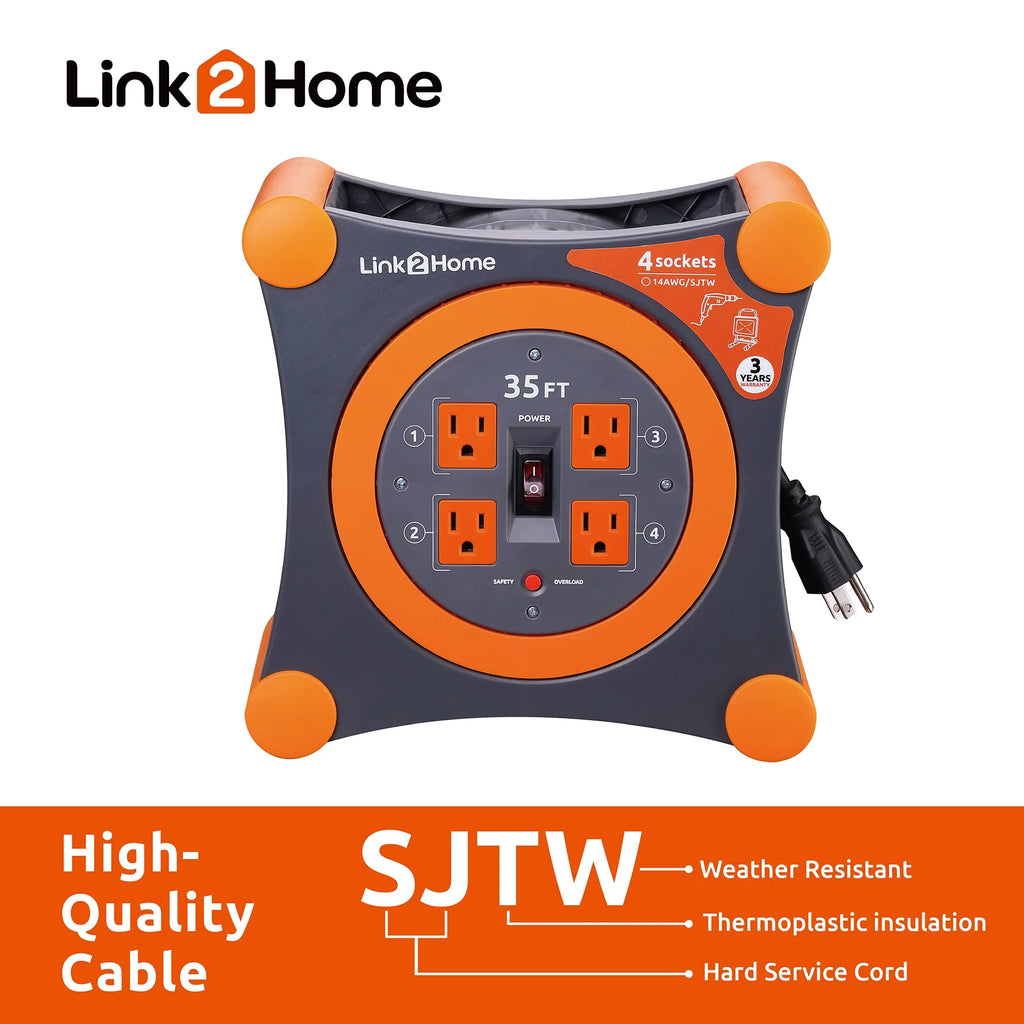 35 ft. Extension Cord 4 Power Outlets 14 AWG SJTW Cable F93297
