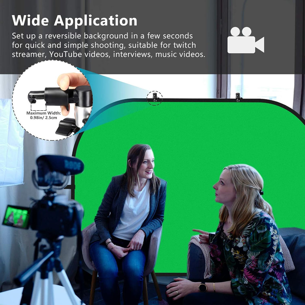 5x7ft Collapsible Chromakey Backdrop with Stand, 2-in-1 Reversible Green Screen Blue Background Panel A555