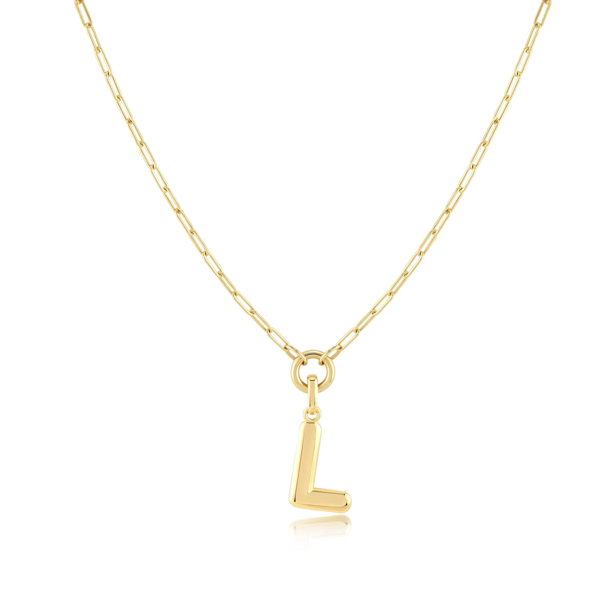Gold-Filled Initial Necklace with A-Z Pendant Paperclip Chain Q560