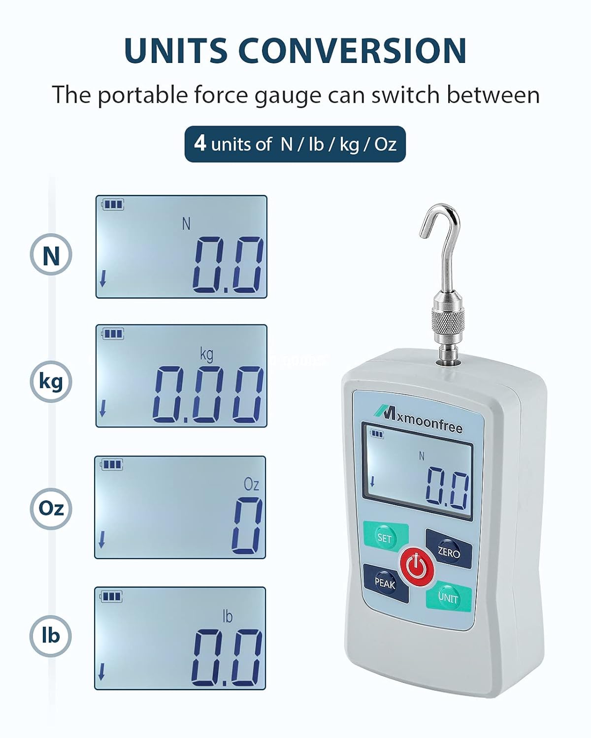 300N Digital Force Gauge Push Pull Gauge Portable Force Meter with Storage Case W2628