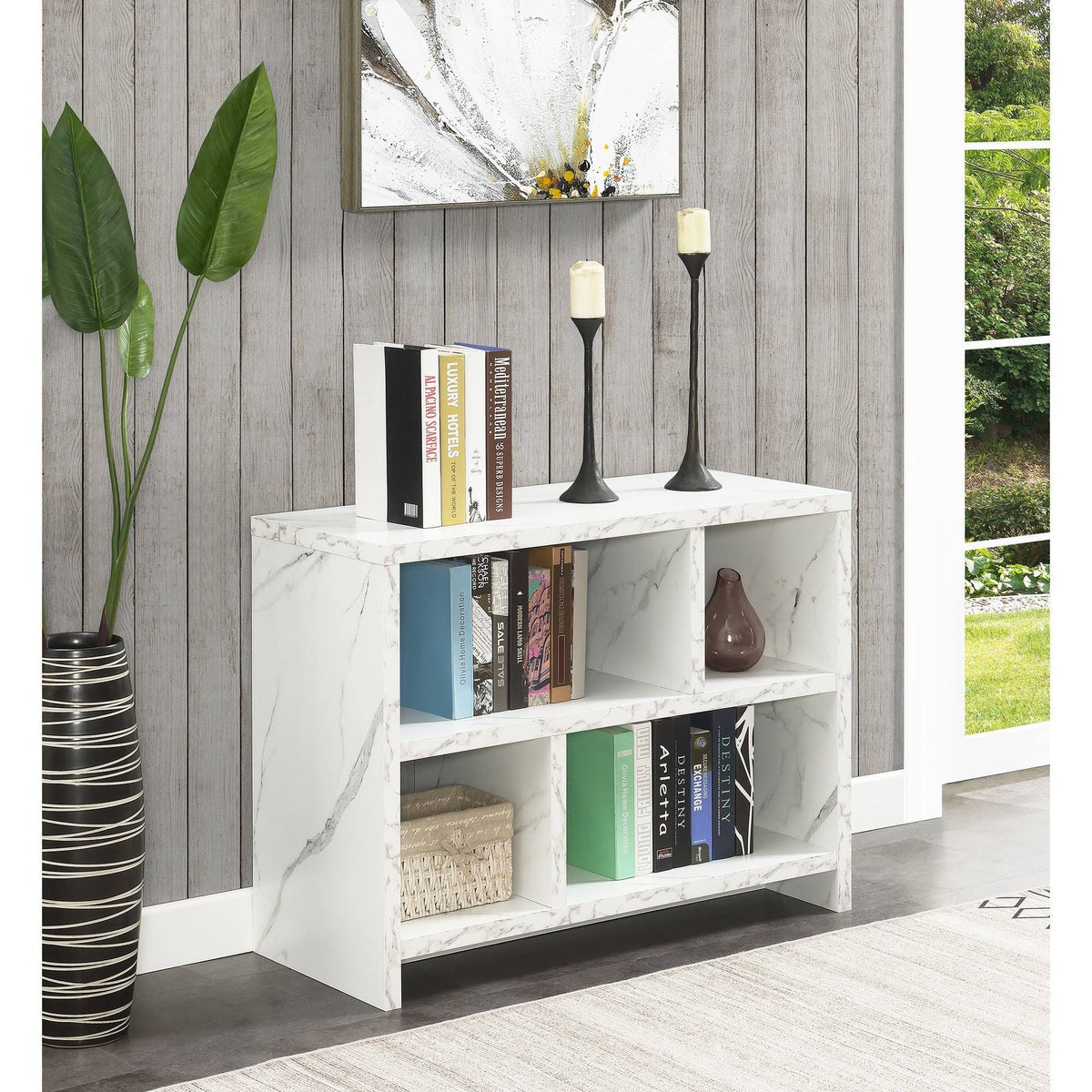 White Faux Marble 3 Tier Bookcase J941