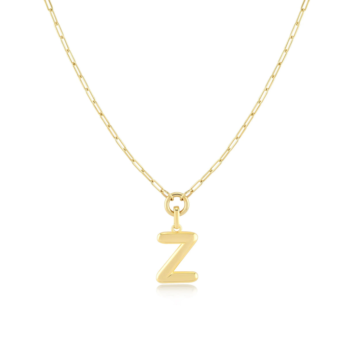 Gold-Filled Initial Necklace with A-Z Pendant Paperclip Chain Q560