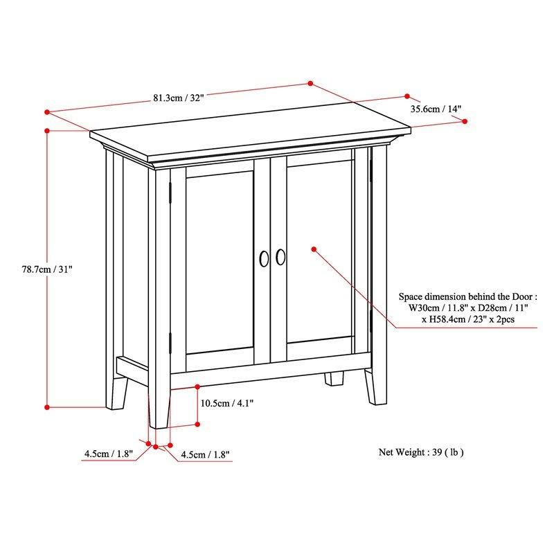 Solid Wood Low Storage Cabinet in Brunette Brown W99225