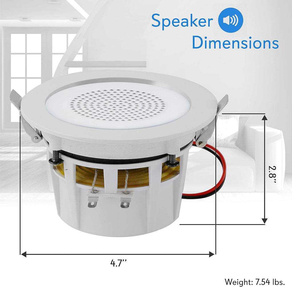 3.5” 2-Way Full Range Bluetooth Ceiling Wall Mount Speakers with LED Light Aluminum Frame Housing X451
