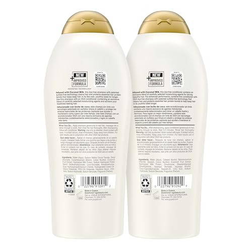 Sulfate Free Coconut Milk Shampoo and Conditioner Set 2 Pack T2914