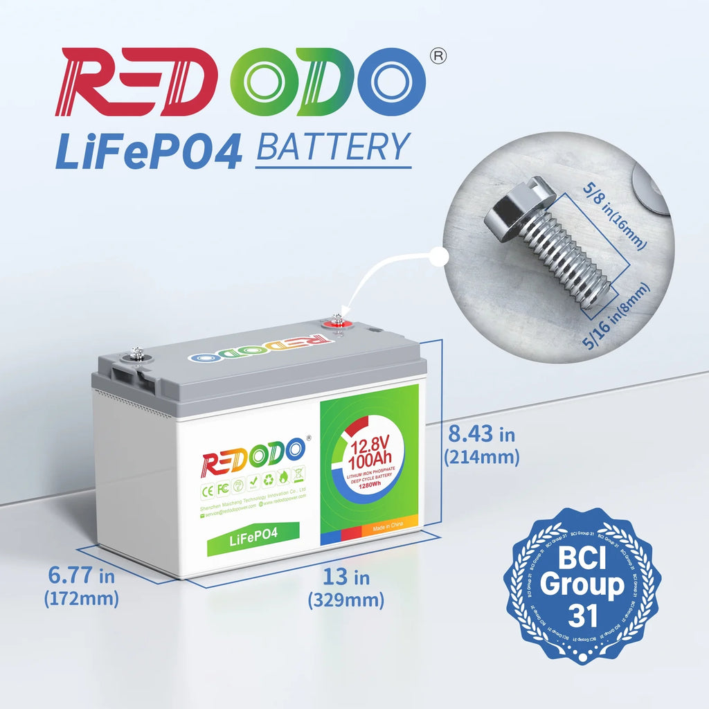 12V 100Ah LiFePO4 Deep Cycle Lithium Battery with 100A BMS V798