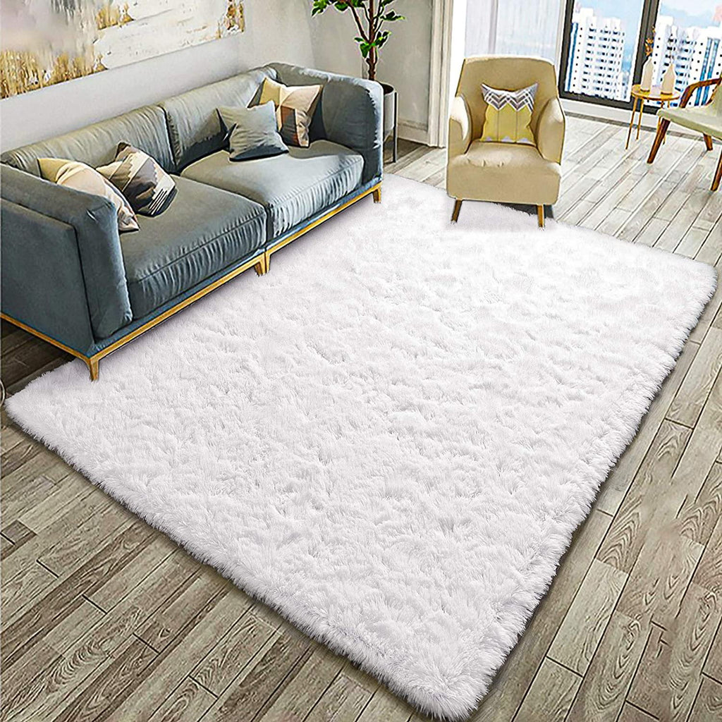Cream Shaggy Area Rug, 5x8ft S697