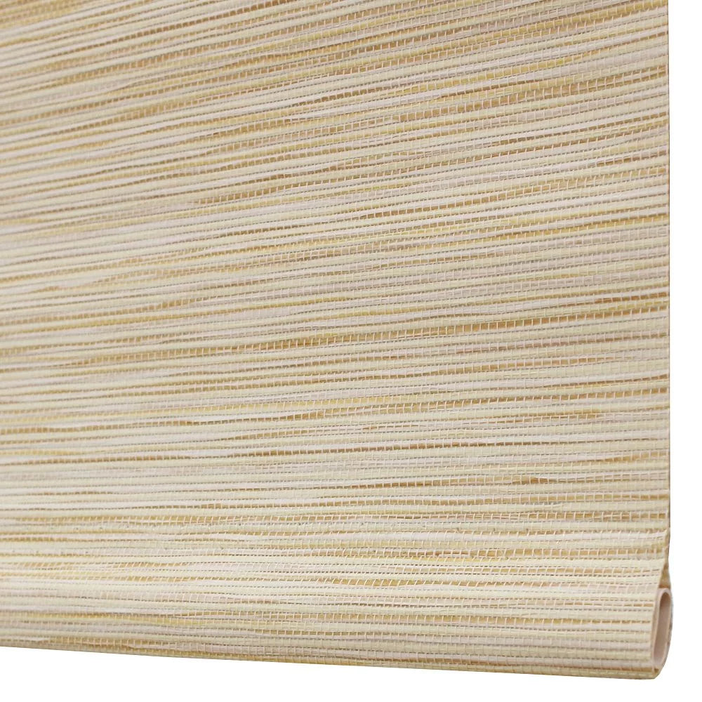 Beige Cordless Light Filtering Fabric Roller Window Shades P8842