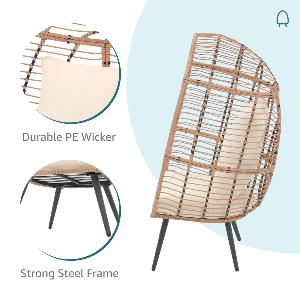Wicker Egg Chair with Beige Cushion T812202