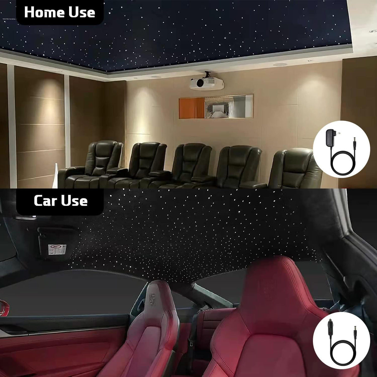 16W Fiber Optic Lights Starlight Headliner Light Kit with Remote Control, 150pcs 6.5ft Optical Fiber Cable Strands S8508