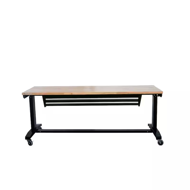 Adjustable Height Workbench Table with 2 Drawers in Black B4854