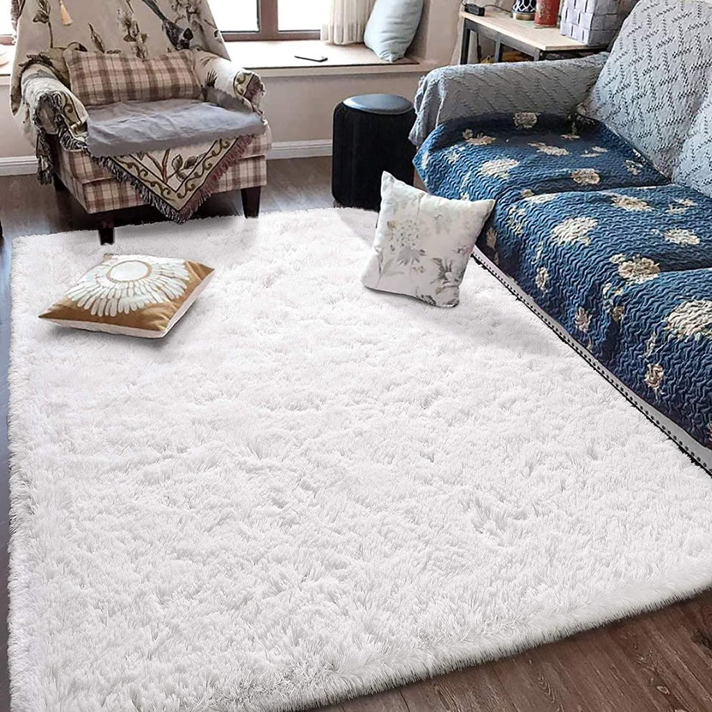 Cream Shaggy Area Rug, 5x8ft S697