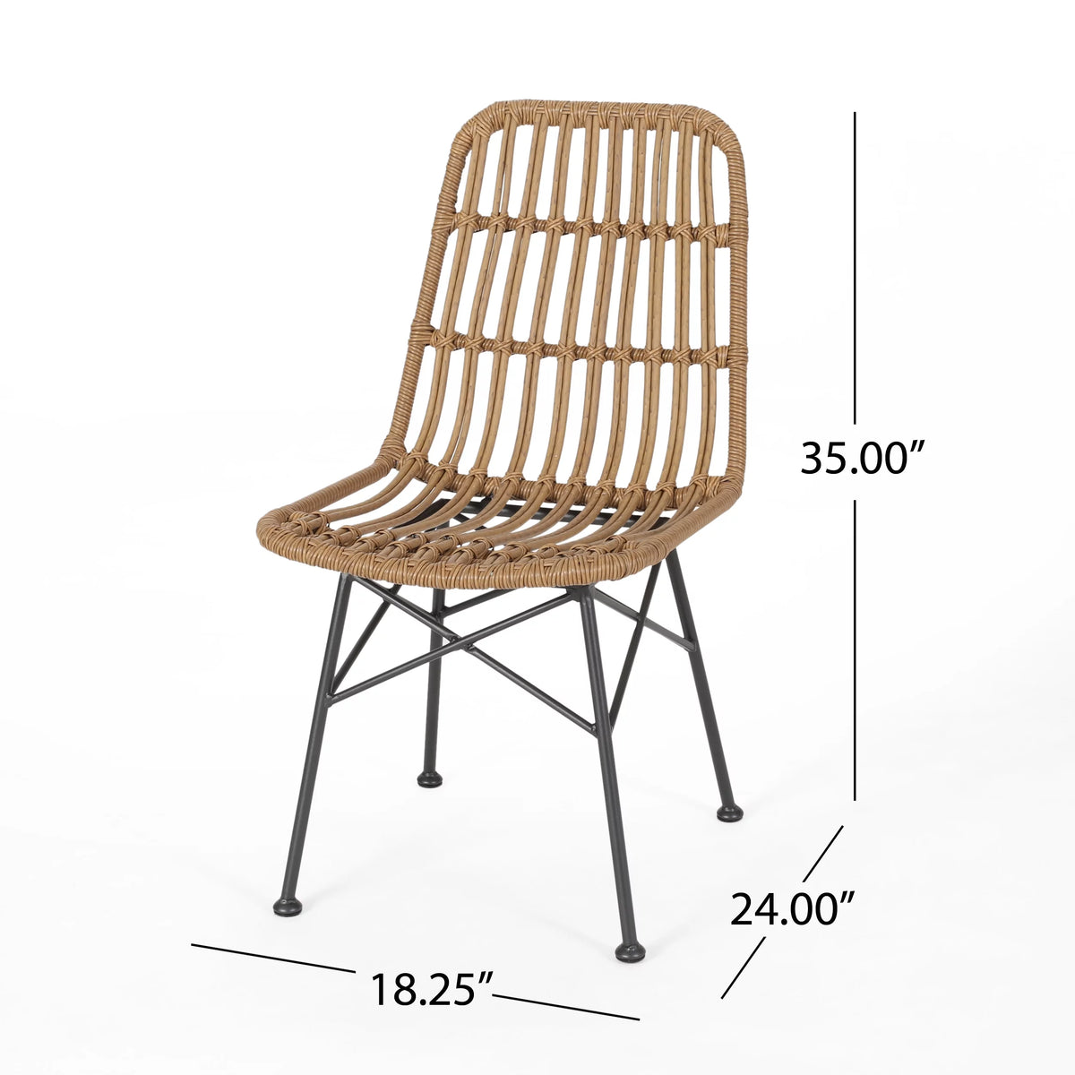 Light Brown Black Wicker Dining Chairs Set of 2 E66538