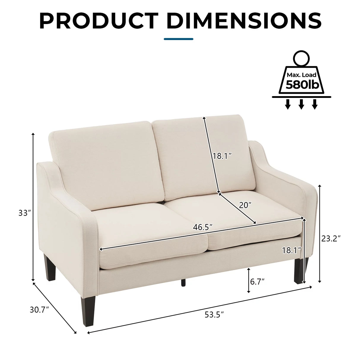 Beige Mid-century Modern Loveseat A45663