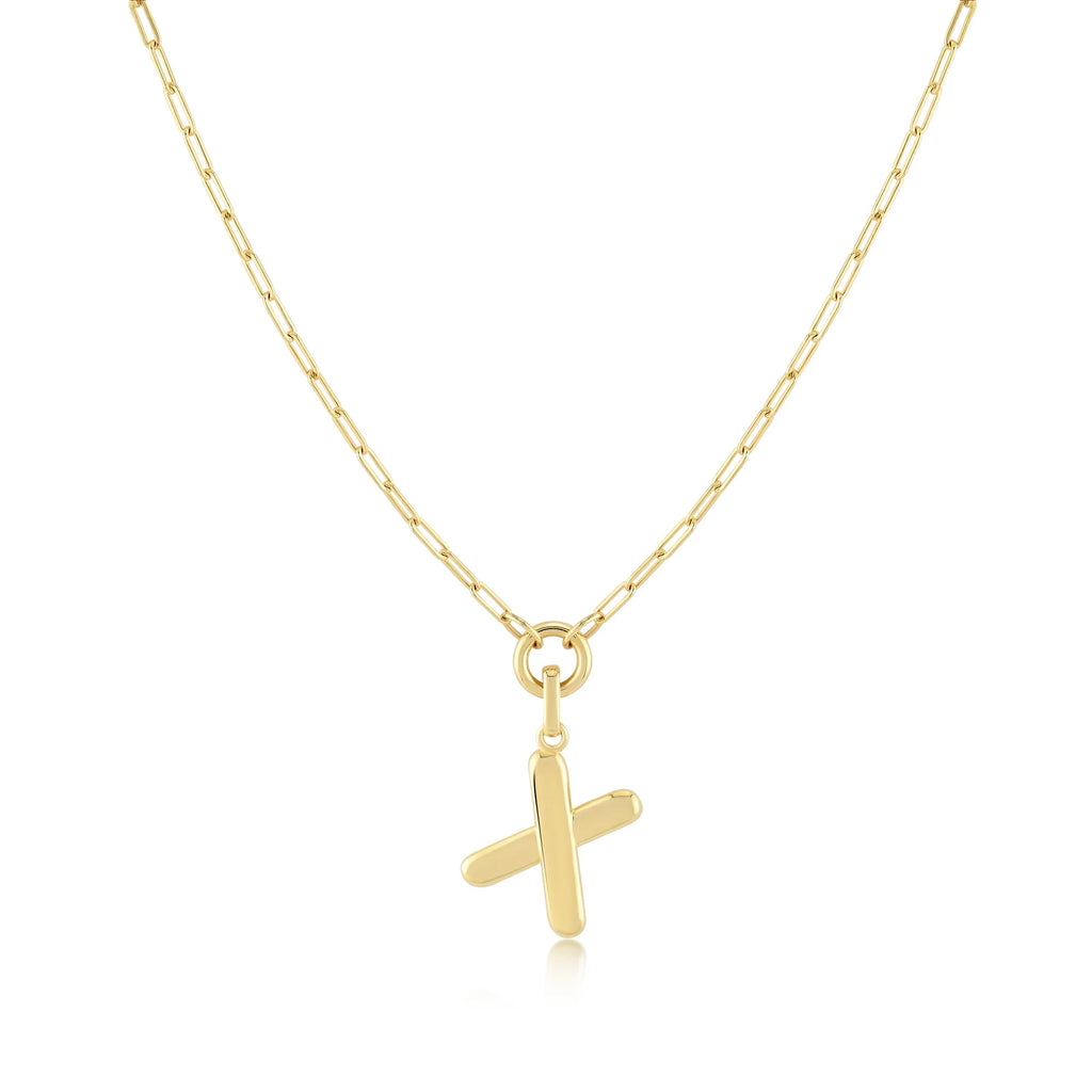 Gold-Filled Initial Necklace with A-Z Pendant Paperclip Chain Q560