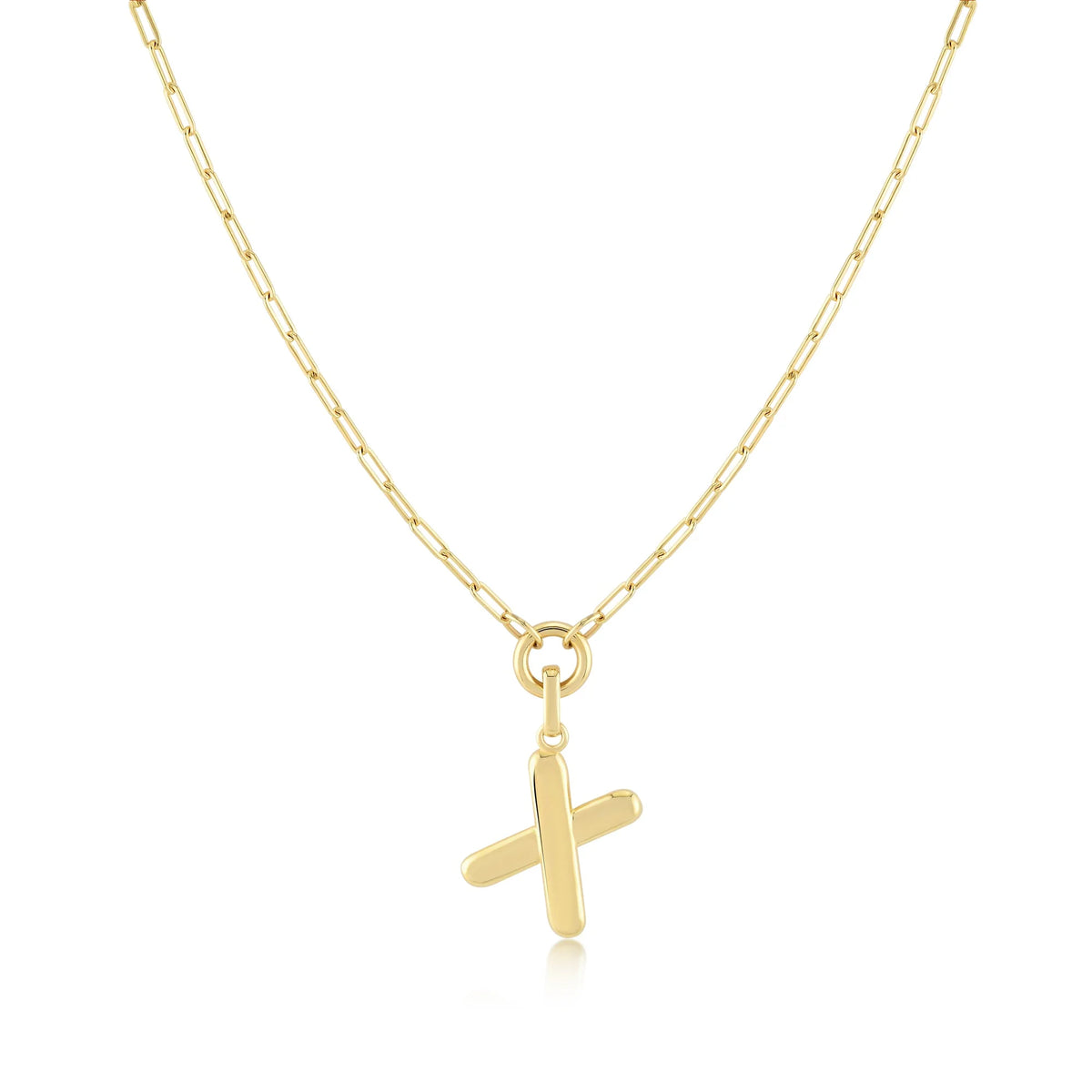 Gold-Filled Initial Necklace with A-Z Pendant Paperclip Chain Q560