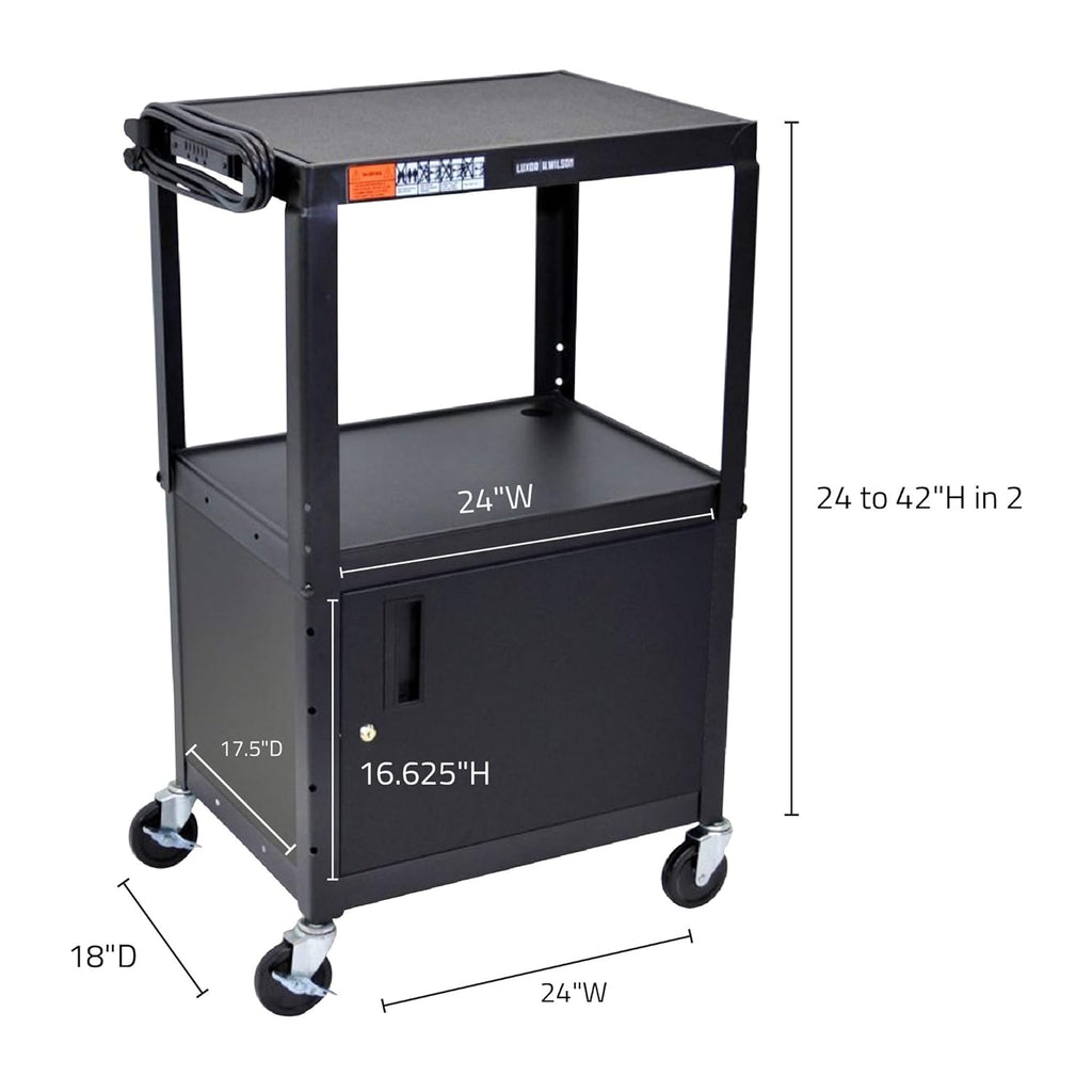 Black Steel A/V Utility Cart with Cabinet V218862