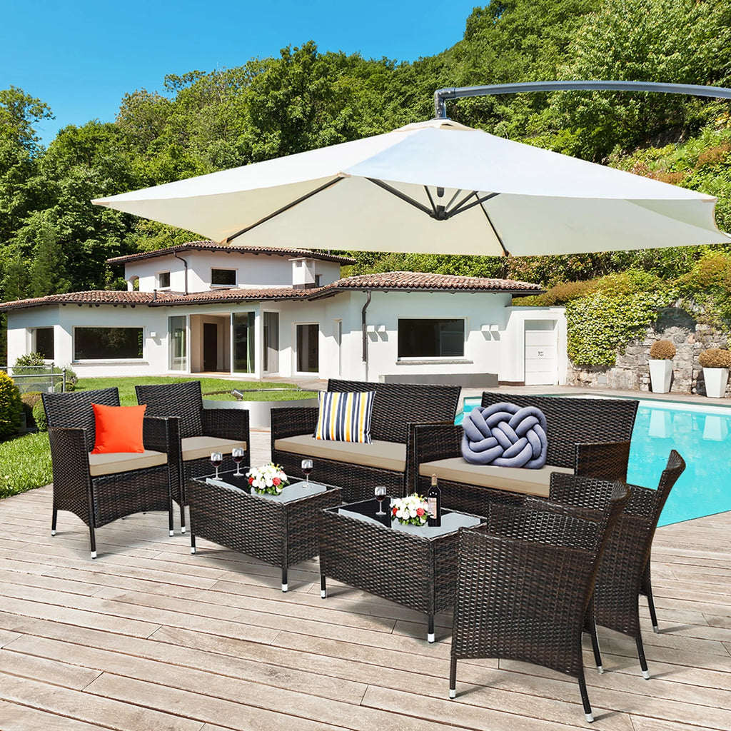 8 Pcs Cushioned Patio Furniture Set A386458