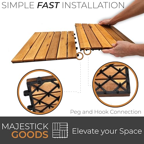 Interlocking Acacia Hardwood Deck Tiles 12 x 12 F203750