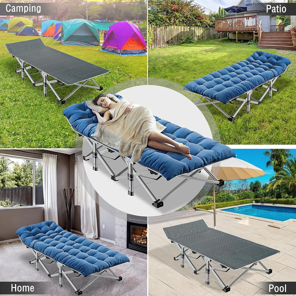 Oversized XXL Folding Camping Cot with 2 Sided Mattress & Carry Bag U1846