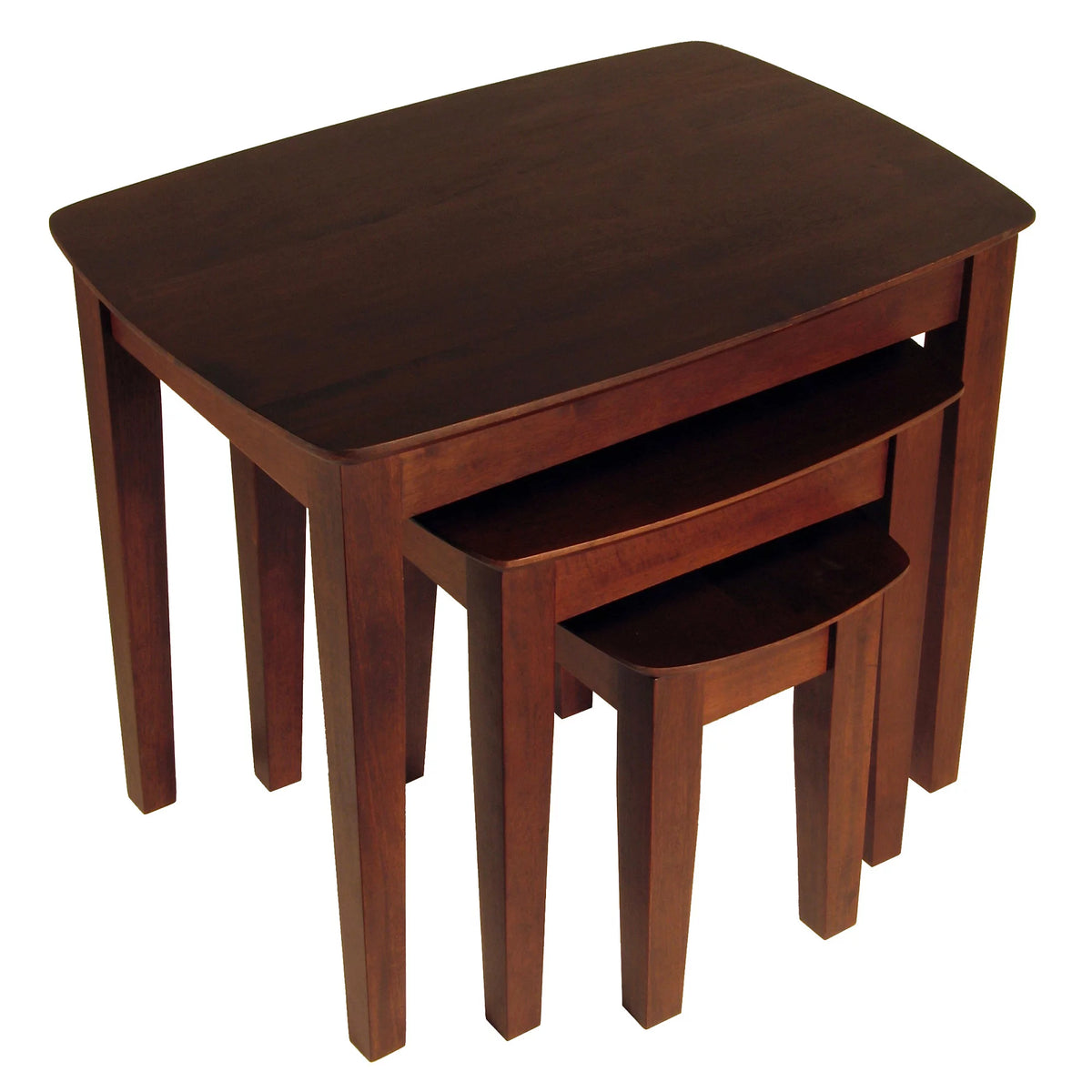 Antique Walnut Solid Wood Nesting Table Set of 3 G47692