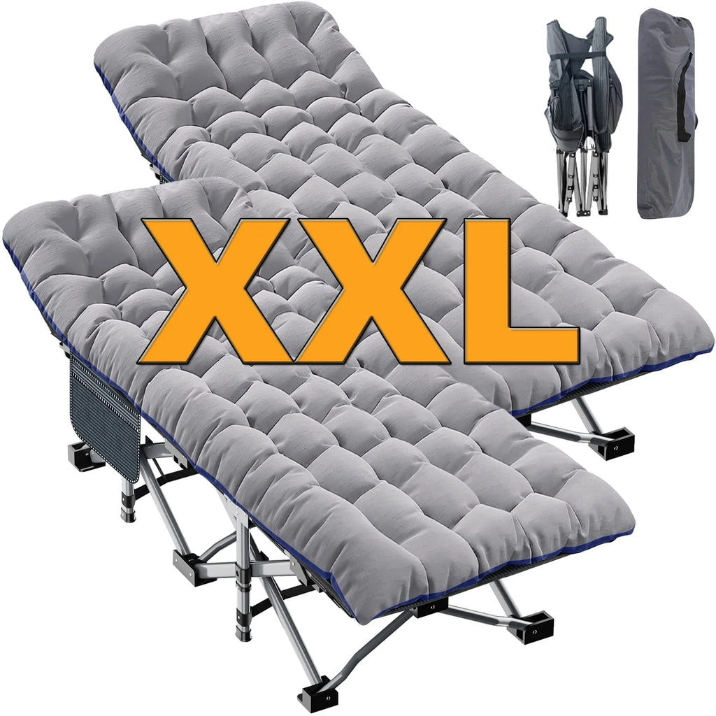 Oversized XXL Folding Camping Cot with 2 Sided Mattress & Carry Bag U1846