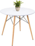 White Round Dining Table 32" Pedestal V578