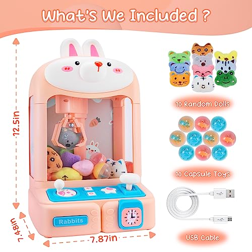 Claw Machine with Plush Toys Adjustable Sounds and Music Pink S5318