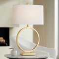 27 1/2" Tall Gold Metal Table Lamp with White Shade M67883