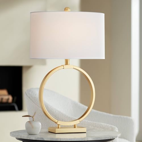 27 1/2" Tall Gold Metal Table Lamp with White Shade M67883