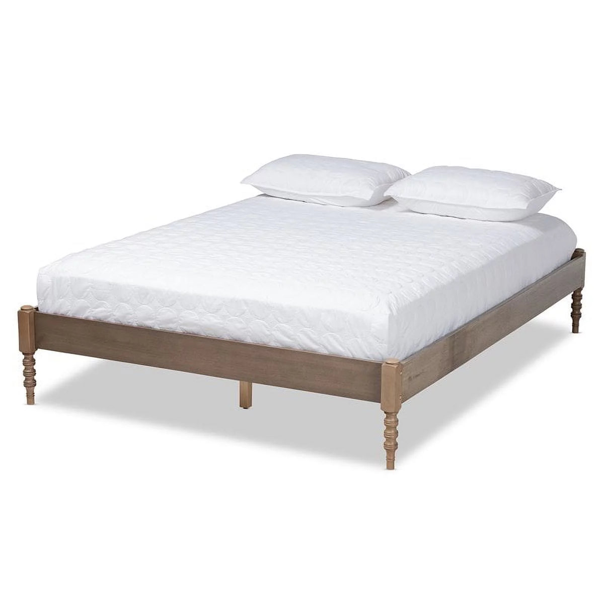 Mid-Century Wood Platform Queen Bed O4437