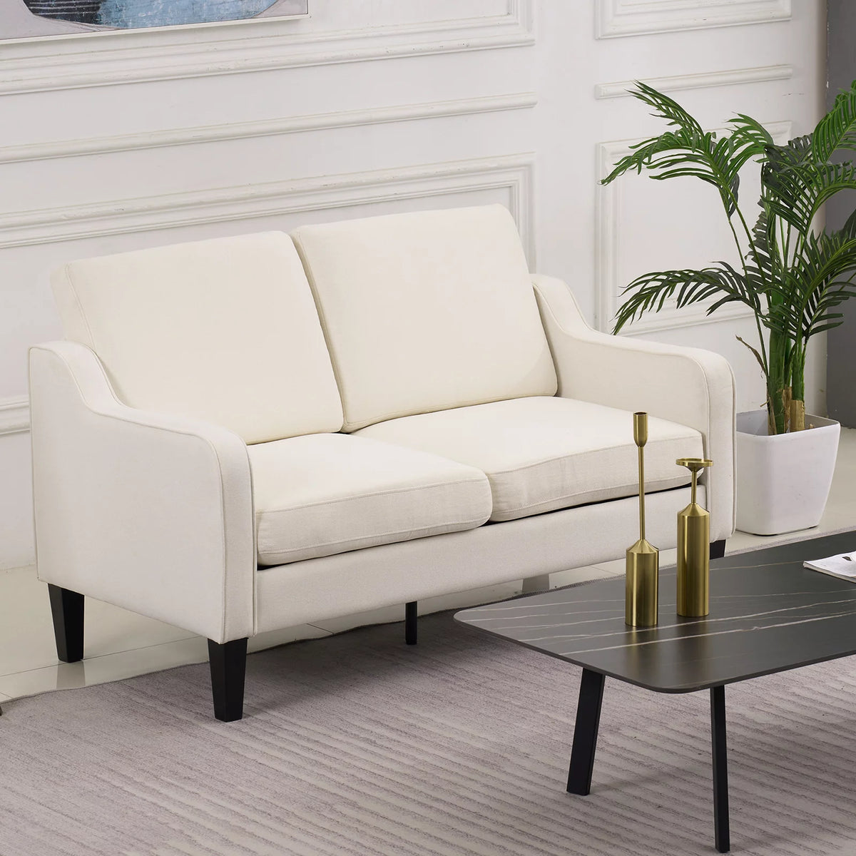 Beige Mid-century Modern Loveseat A45663