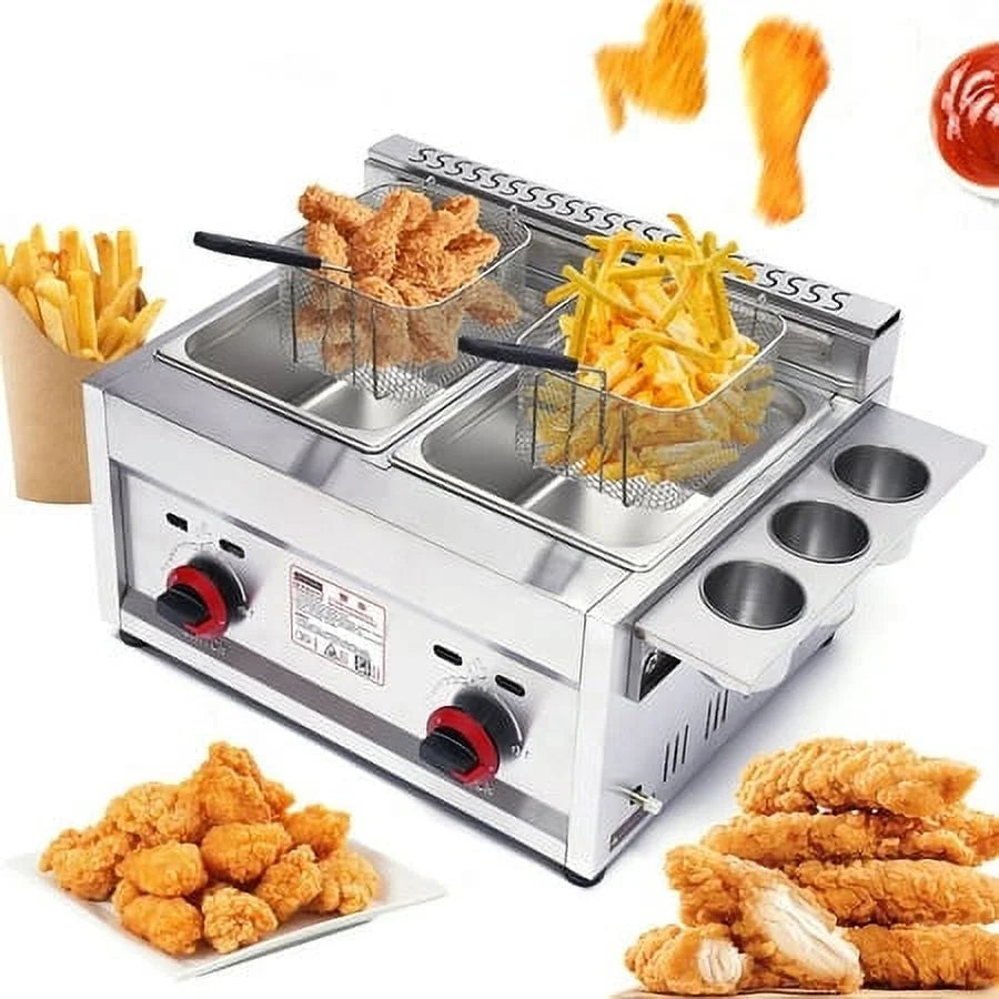 Commercial Countertop Gas Deep Fryer 2 Basket E3715