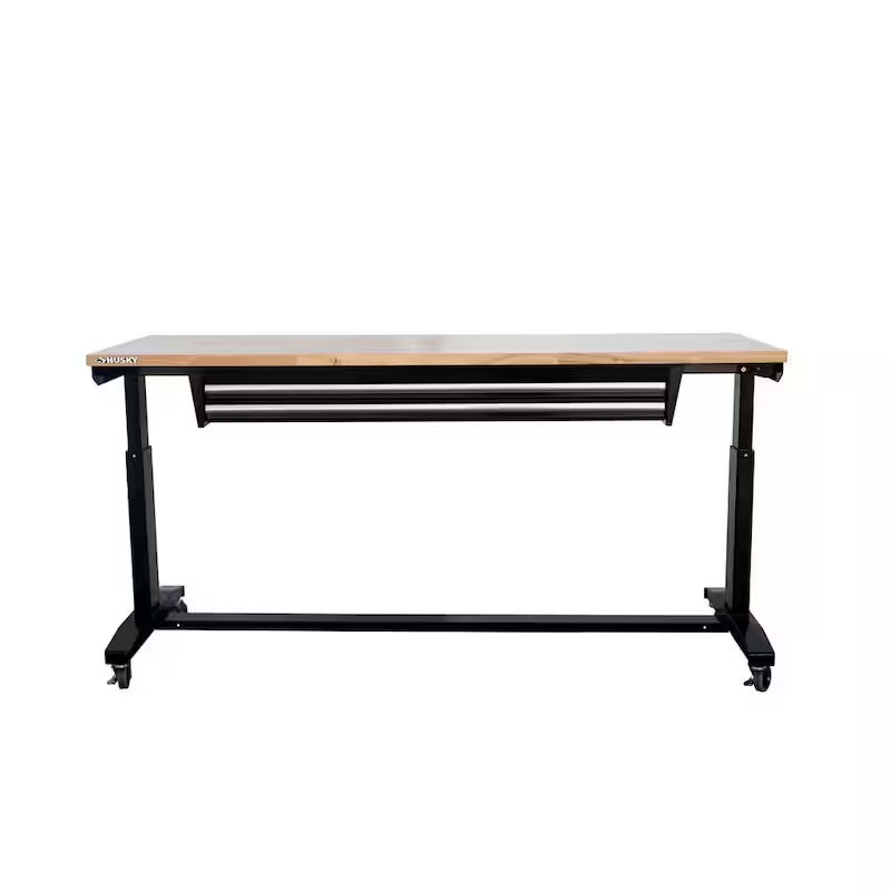 Adjustable Height Workbench Table with 2 Drawers in Black B4854