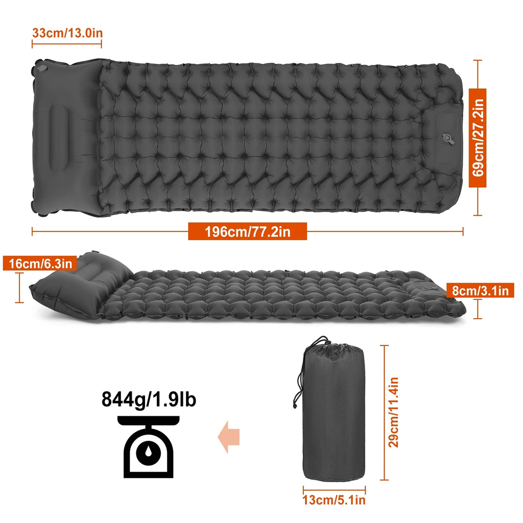 Ultralight Inflatable Camping Sleeping Pad with Pillow A3000