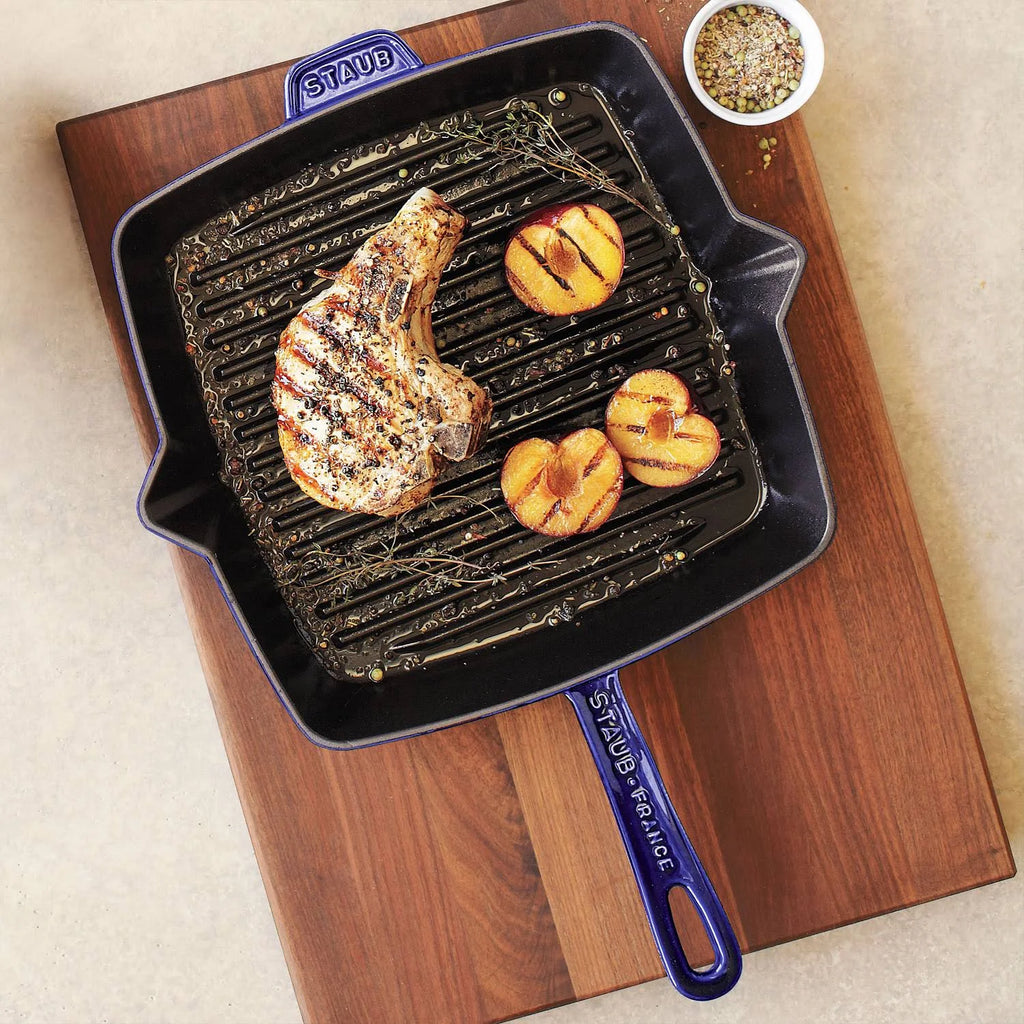 Cast Iron Square Grill Pan, 12-in, Dark Blue M56243